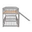 Lit superposé simple avec glissade, lit simple superposé simple avec clôture et échelle pour enfants adolescents gris-2145127654
