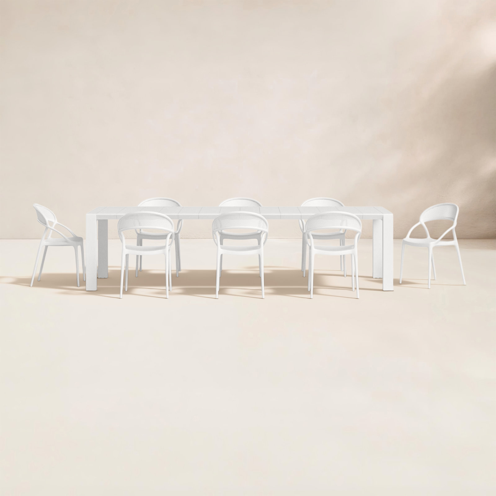 Farrah 118" Patio Dining Set, White