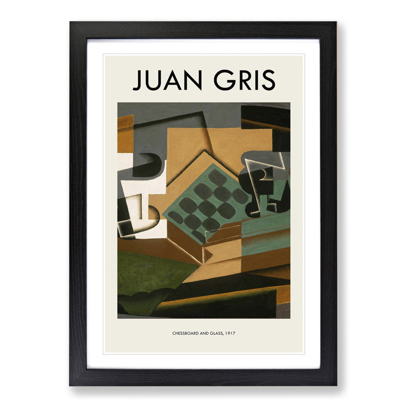 Chessboard and Glass by Juan Gris - Picture Frame Art Prints, Black, 36cm H x 27cm W x 2cm D