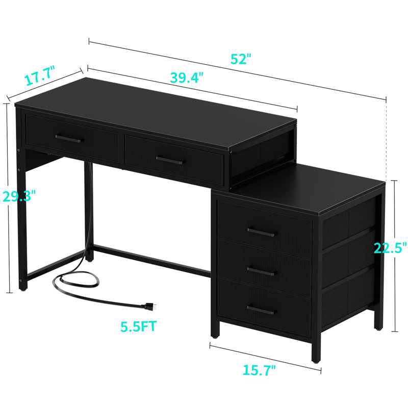 Bureau d'ordinateur réversible, Noir, noir, noir, noir