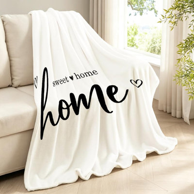 Jeté transparent en flanelle de polaire ultra douce, impression de rectangle Home Sweet Lettrage