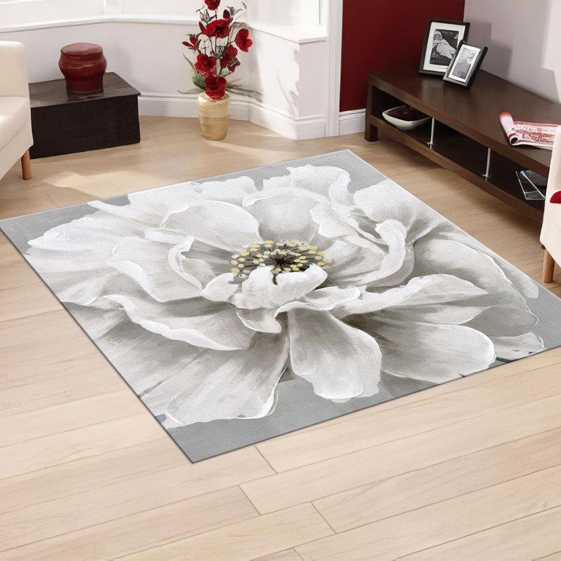 Chic And Trendy Geometric Pattern Printed Rug In Soft Pile Finish For A Comfortable And Stylish Home Decor Enhancement