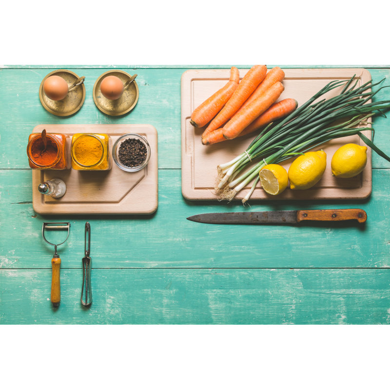 Vegetables On Wooden Table by Dziggyfoto - Wrapped Canvas Print, 30cm H x 46cm W