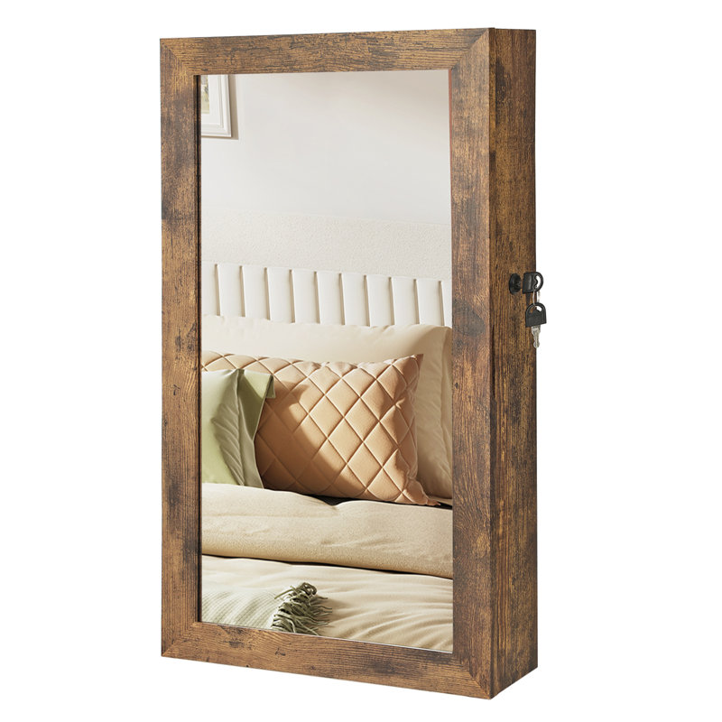 Seref Wall Jewelry Armoire, Rustic Brown/Black