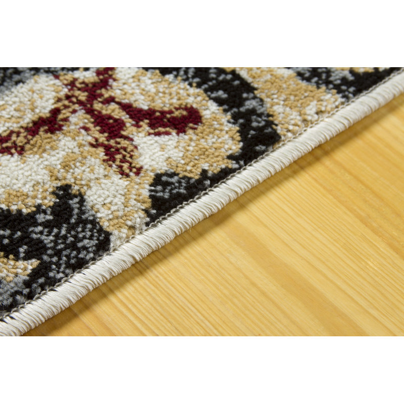 Tapis rouge en jute Noren Ikat, Rectangle 2 pi x 3 pi