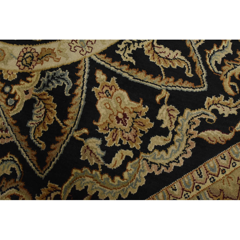 Tapis oriental traditionnel en laine noir noué à la main 6 pi 1 po x 6 pi Agra Agra