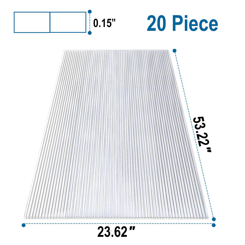 Couvre-panneau en polycarbonate à double paroi, H 0,15 po x l 53 po x P 23 po