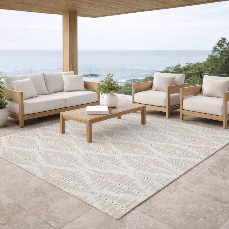 Tapis intérieur / extérieur lavable à la machine Chantille ACN2985, Ivoire ivoire, 10 pi x 14 pi