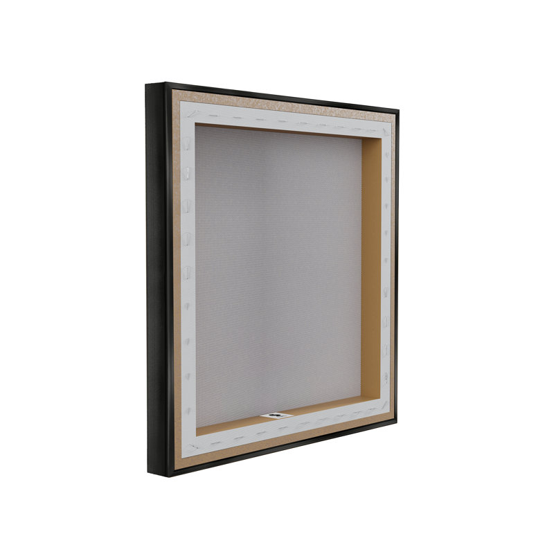 Cadre flottant Hollywood Palms Toss, design par Paul Brent, Cadre flottant noir de jais, H 18 po x l 18 po