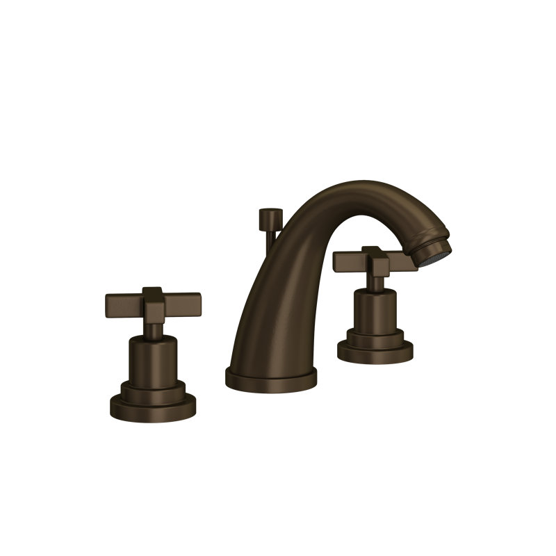 Lombardia Widespread Lavatory Faucet With C-Spout, Tuscan Brass, Cross Handle
