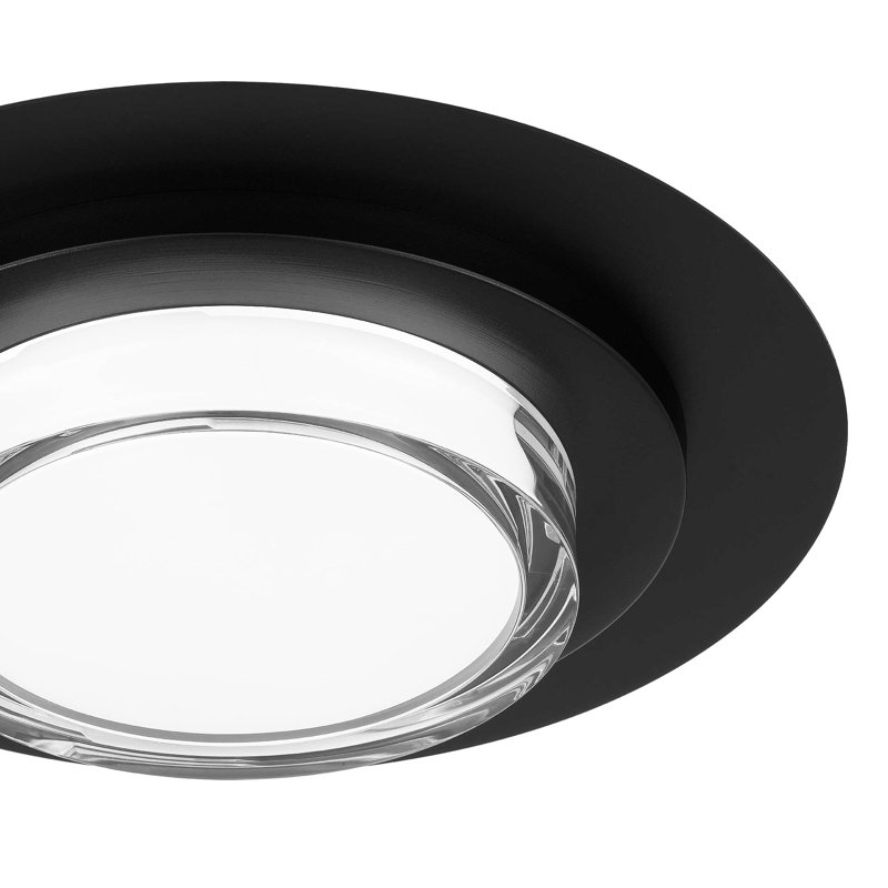 Plafonnier DEL carré noir intégré de 40,6 cm (16 po), haute luminosité (13 000 lumens à 25 W), 3 températures de couleur sélectionnables (3 000 K, 4 000 K et 5 000 K), intensité variable, diffuseur en acrylique gravé pour une diffusion uniforme de la lumière.