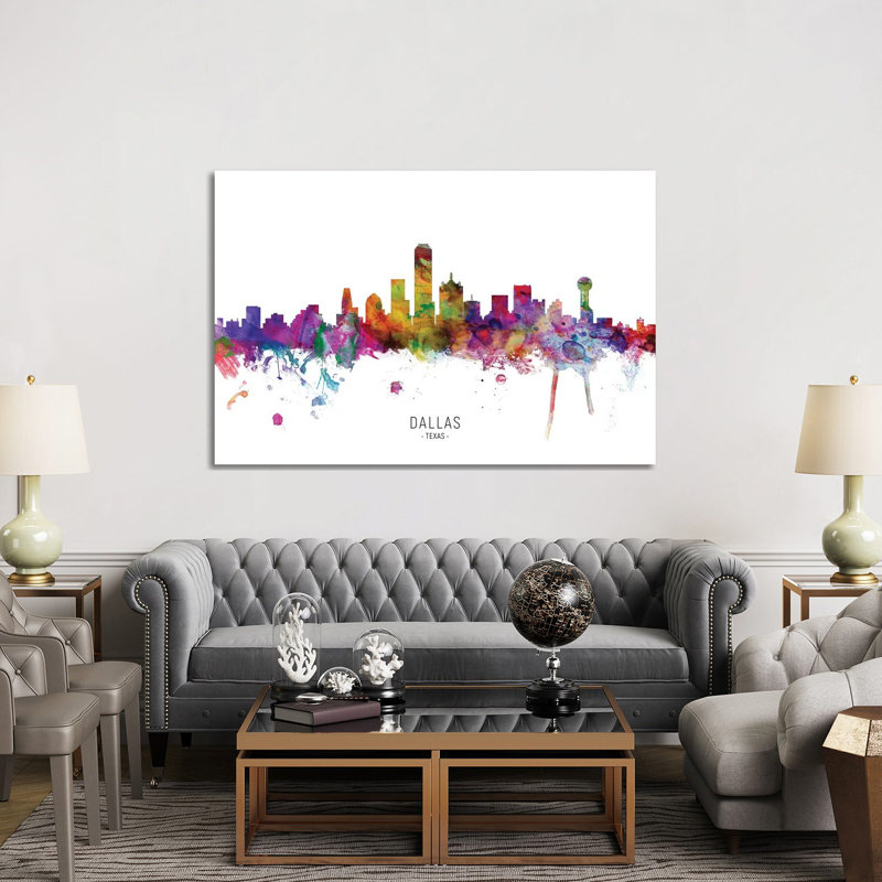 Dallas Texas Skyline by Michael Tompsett - 1 Piece Wrapped Canvas Painting, 152.5 cm H x 101.5 cm W
