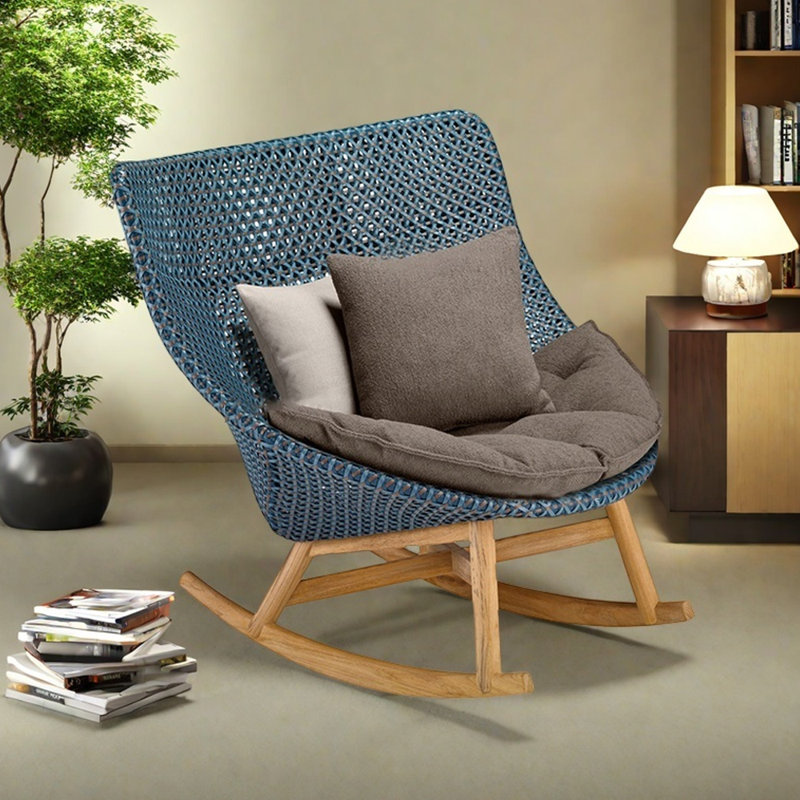 Chaise berçante PE, Gris foncé, Bleu