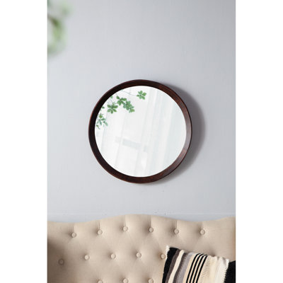 Miroir mural 20 po x 1,5 po en bois de manguier. Décoration de salle de bain et de vestibule. Cadre solide, 19,8 po x 19,8 po x 1,3 po, 4,3 lb, miroir brun foncé 20 po x 1,5 po. Pour Adorn. Lueur