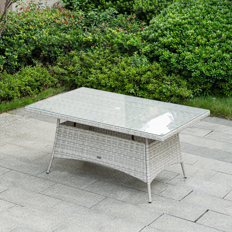 Algird Wicker Rectangular Patio Dining Table