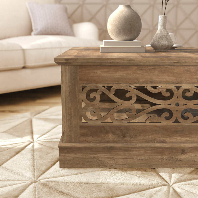 Table basse avec rangement Korbin, Chêne noueux