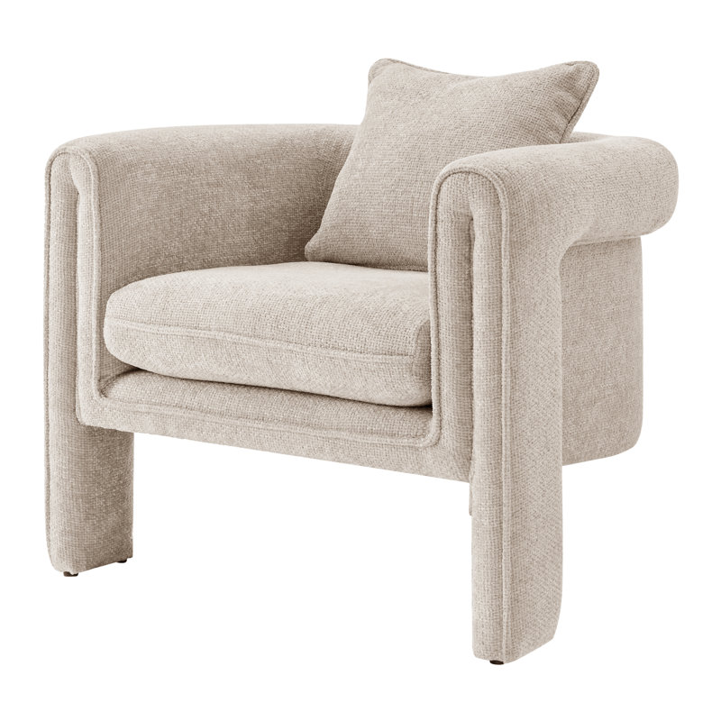 Jalesa Upholstered Barrel Chair, Beige Polyester, Beige