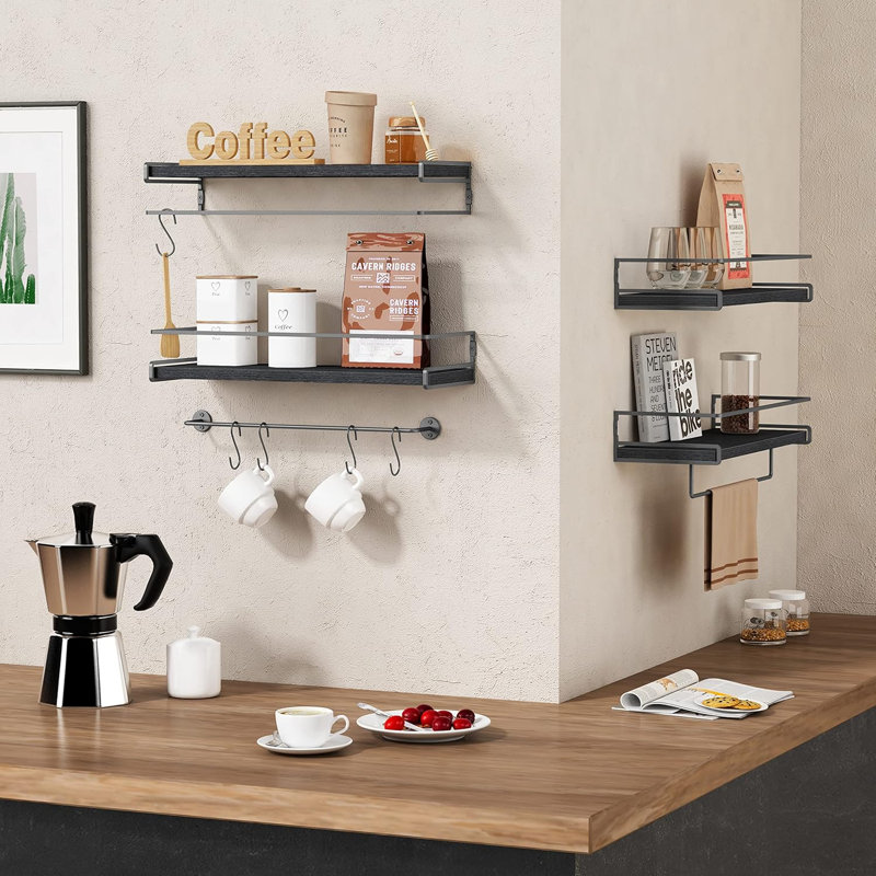 Ensemble de 2 tablettes flottantes noires pour salle de bain