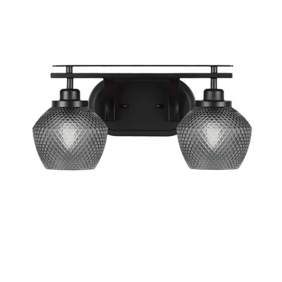 Odyssey 2 Light Bath Bar Shown In Black, 6" Smoke Glass