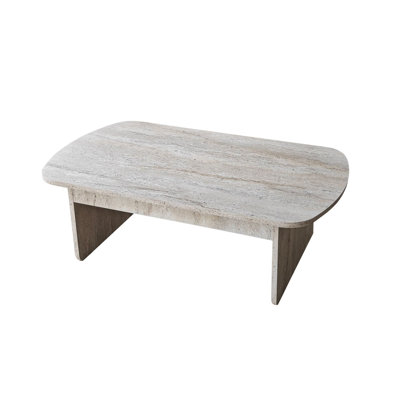 Modern Coffee Table, Travertine Color, 41.3 x 13.8 x 23.6 inches | 100% Melamine Coated Particle Board with PVC Edgebanding, Thickness: 0.71 inches | Stylish Marble Design, Perfect for Living Room & Contemporary Spaces