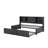 Metal Twin Size Daybed With Twin Size Trundle, Storage Shelves And USB Ports, Black-1063485824