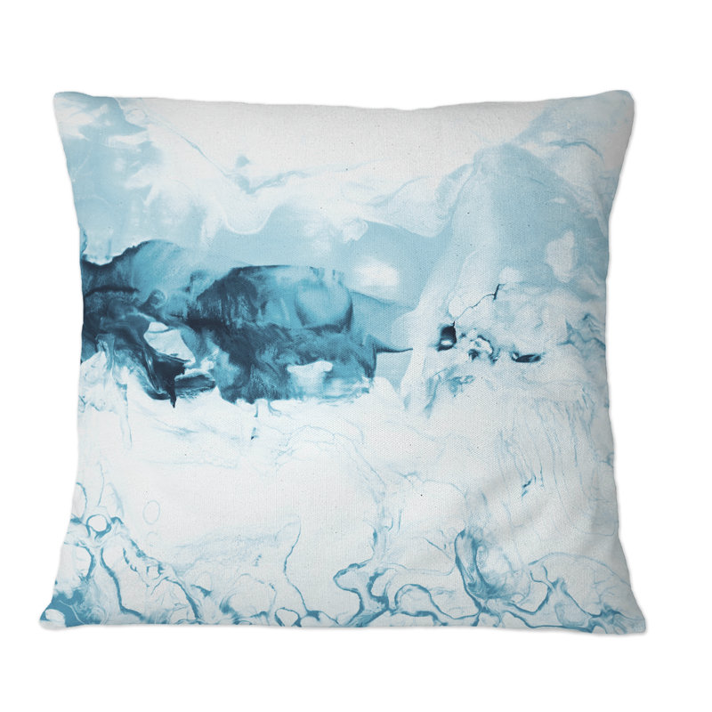 Bleu et blanc, nuages liquides, art I - Coussin décoratif imprimé moderne, 16 po x 16 po