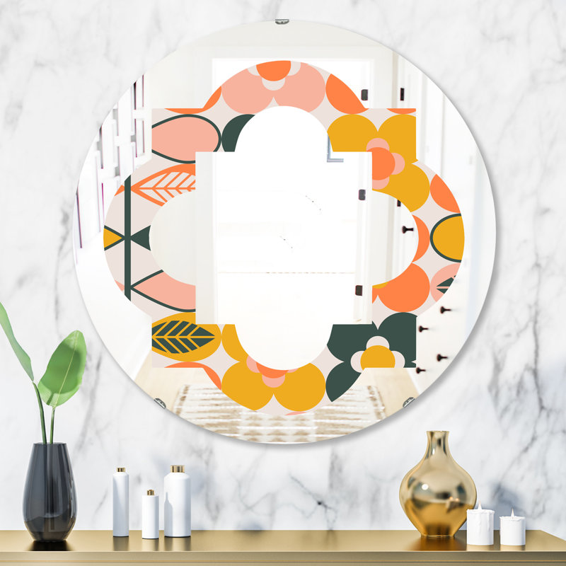 Miroir mural éclectique sans cadre Botanical Design II, H 24 po x l 24 po