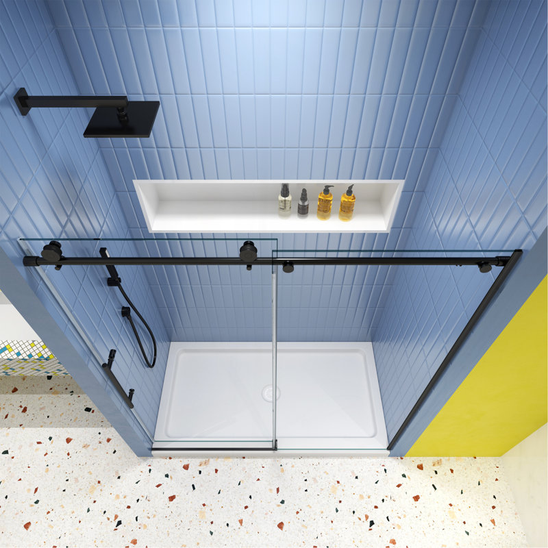 Porte de douche en verre, Noir mat