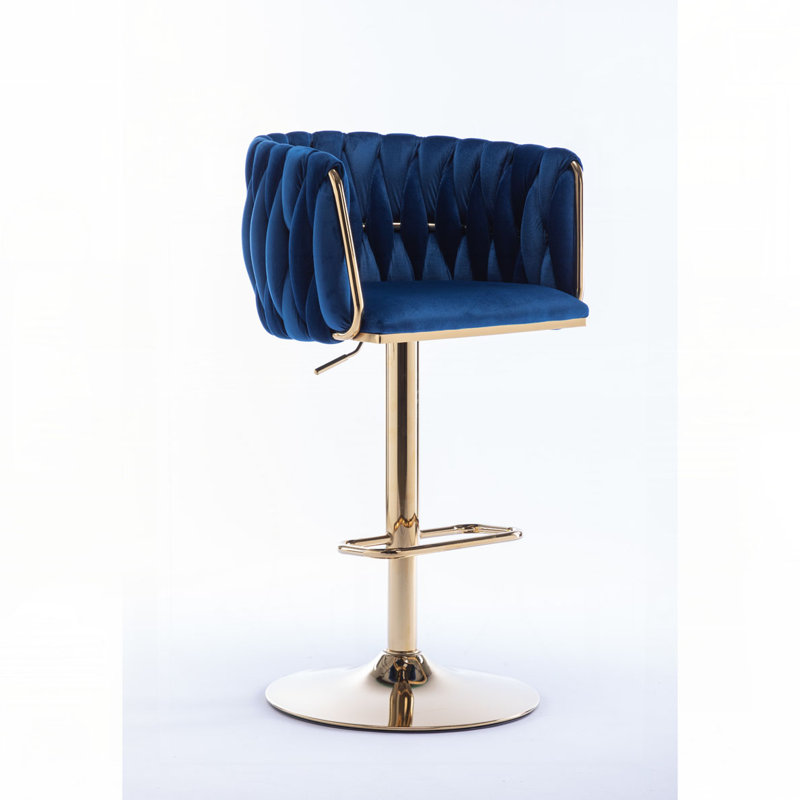 Tabourets de bar pivotants à hauteur réglable en velours, Marine