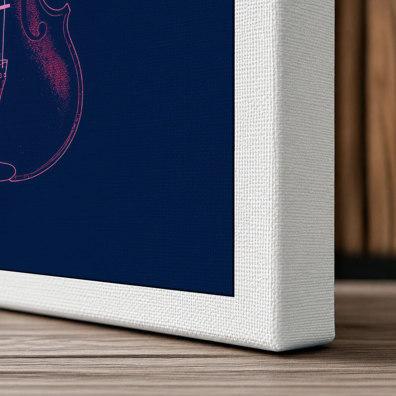 Violin with Rising Sun Modern - Wrapped Canvas, 36x24 - 91.4 x 61.0 cm, White Border
