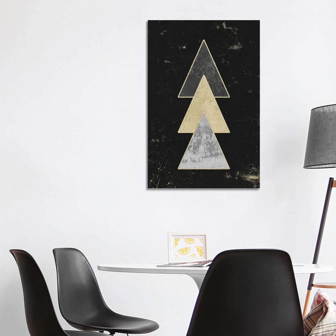 Abstrakte Gold Geometrische Dreiecke Moderne Abstrakte Kunst III