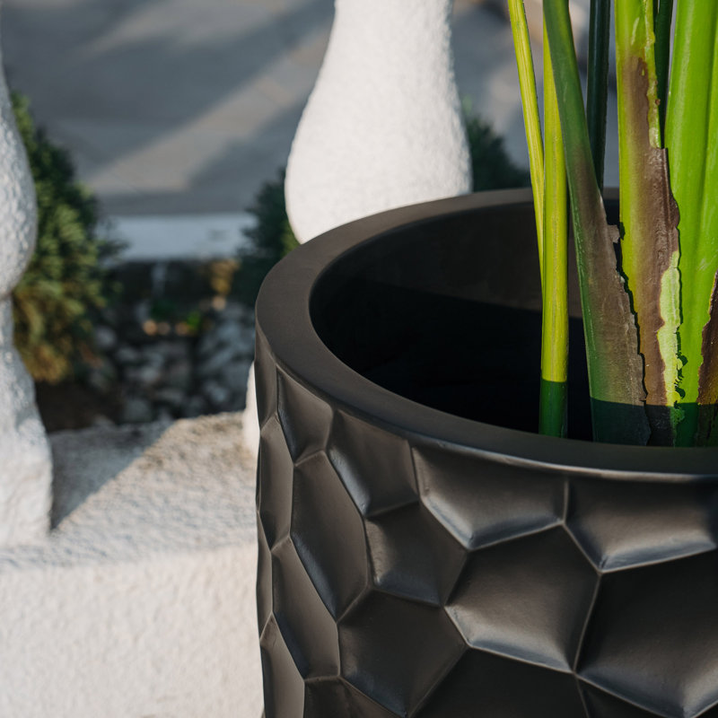 Jardinière Marziah matte de 60 pouces de hauteur, Noir, noir, noir, noir