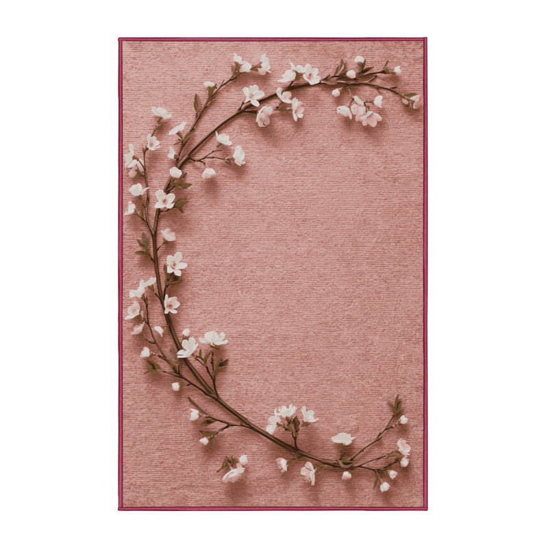 Soft Plush Everitt Easter Modern & Contemporary Abstract Area Rug in Beige – Rose Binding, 7x10
