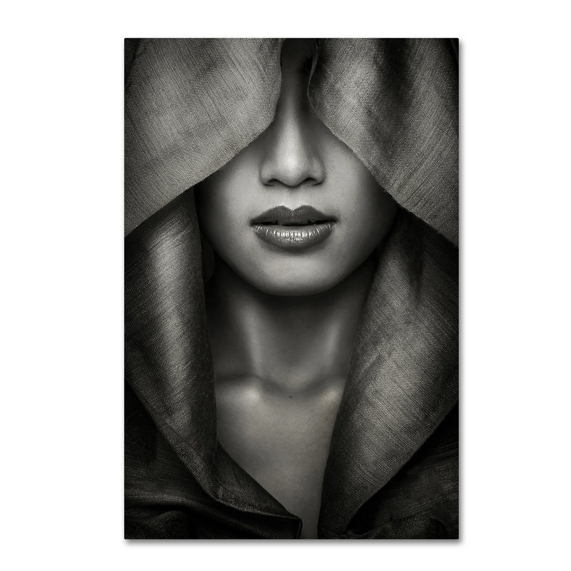 Modern Black and White Framed Canvas Art, 12 x 19 Inches