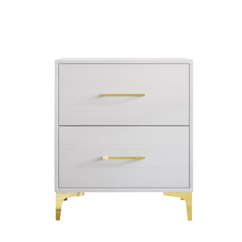 Table de chevet 2 tiroirs Maricus, Blanc