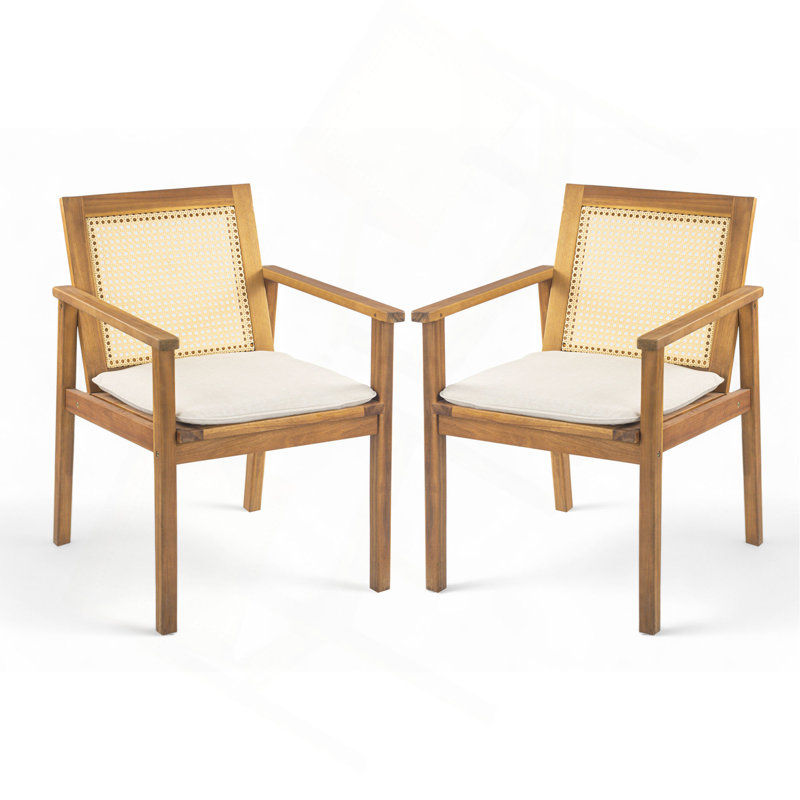 Chaise de salle à manger d'extérieur avec coussin Preston (ensemble de 2)