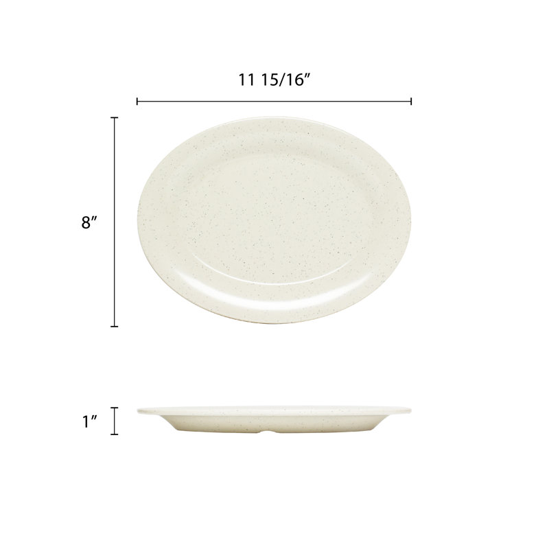 Plateau en mélamine ovale couleur unie Adelle, H 0,71 po x l 11,5 po x P 8 po