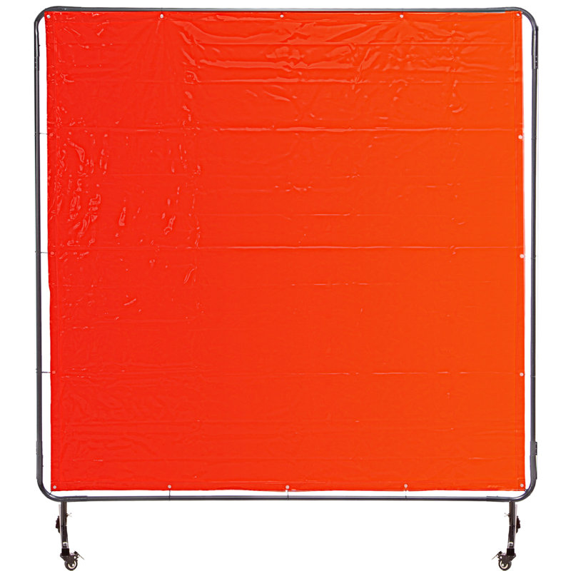 Welding Screen Welding Curtain 3 Panel 6' x 6' Flame Retardant, Frame, Red