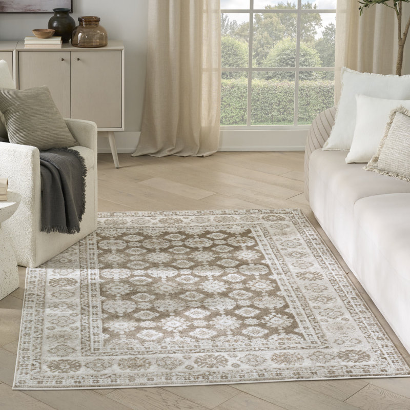 Tapis ivoire taupe 4 pi x 6 pi Nourison Dekor, Rectangle 4pi x 6 pi
