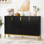 Buffet 59,74 "de luxe noir et or avec rangement et portes géométriques