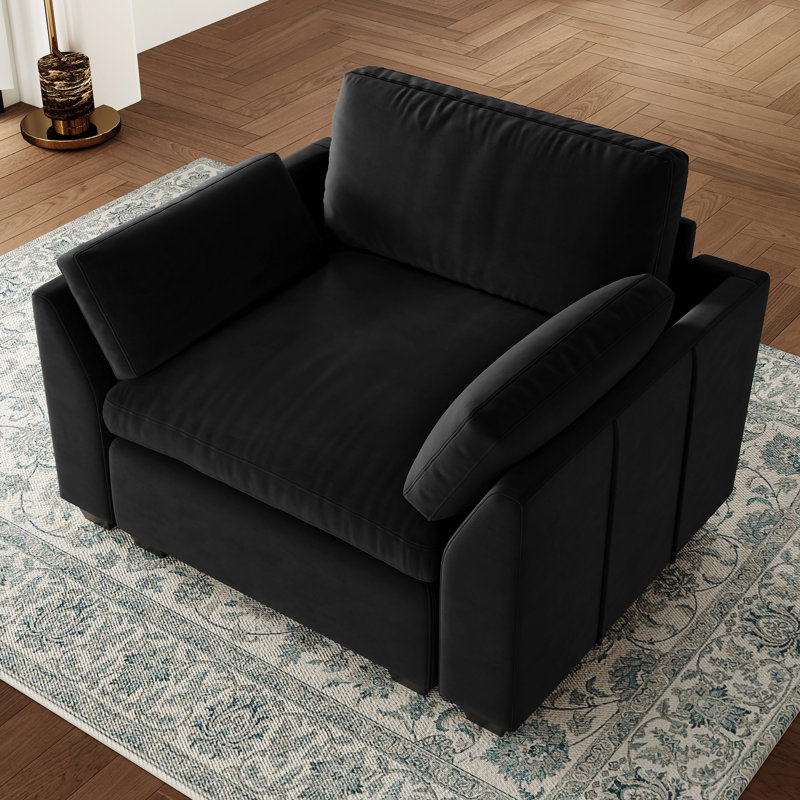Knopp Velvet Comfort Rest Single Sofa, Black