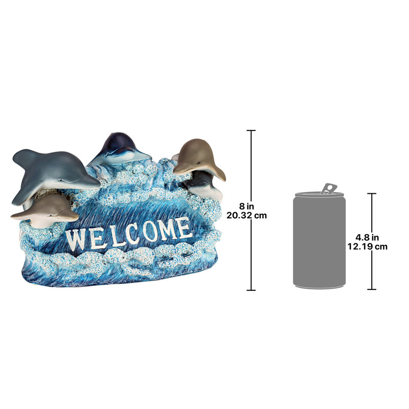 Dolphin Fun Welcome Sign Statue