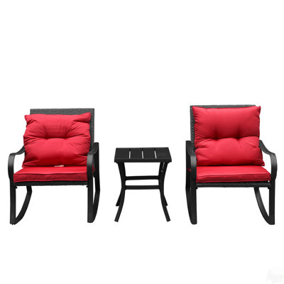 Metal 2 - Person Outdoor Patio Rocking Seating Group with Cushions