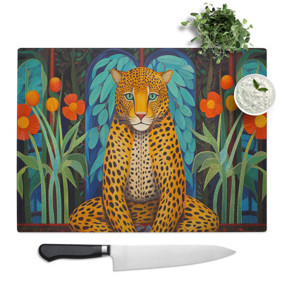 Leopard Art Deco  Glass Chopping Board