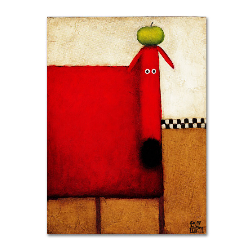 «Red Dog with Apple» d'Izampo, reproduction sur toile tendue, H 47 po x l 35 po
