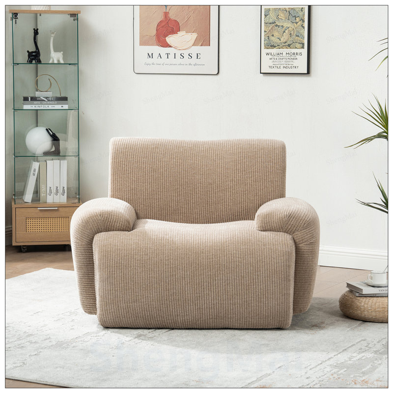 Large fauteuil d'appoint rayé en chenille moderne, fauteuil simple confortable pour lire et se prélasser dans les salons et les chambres