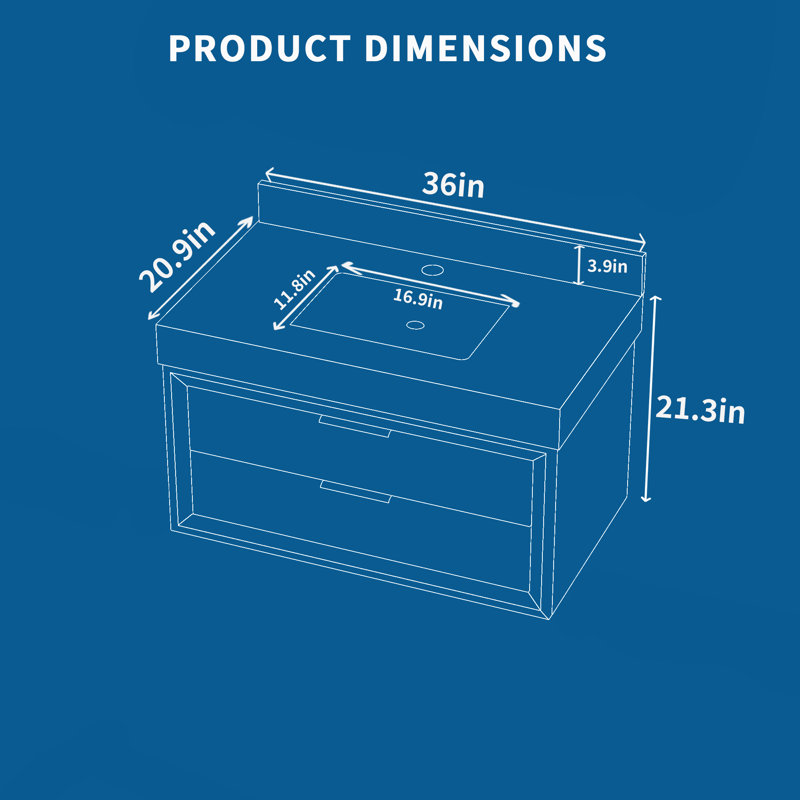 Ensemble de meuble-lavabo simple 48 po avec plateau Mayatte Grado, Bleu, 36"