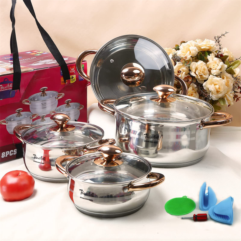 Vencier 4.5L Non-Stick Stainless Steel Pot Set