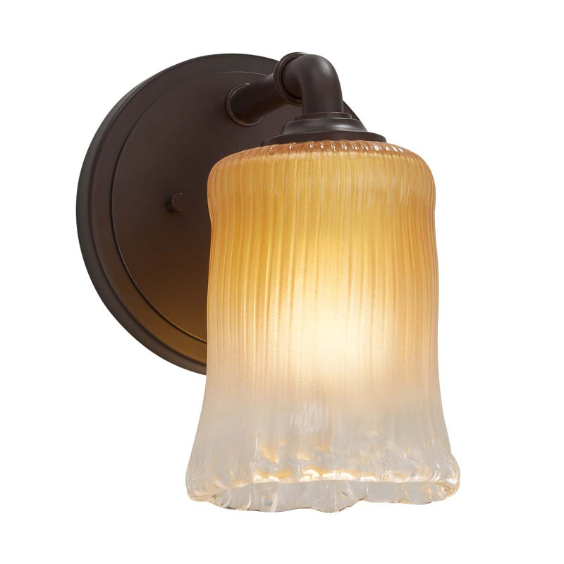 Leroux Armed Sconce, Brushed Nickel, Gold with Clear Rim, Dedicated LED