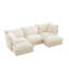 Canapé modulaire en U à housse avec siège profond et bordure française - Canapé nuage en chenille crème pour le salon (8 pièces incluses)